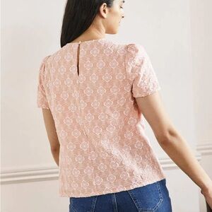Boden Women's Pink Lace Short-Sleeve Top